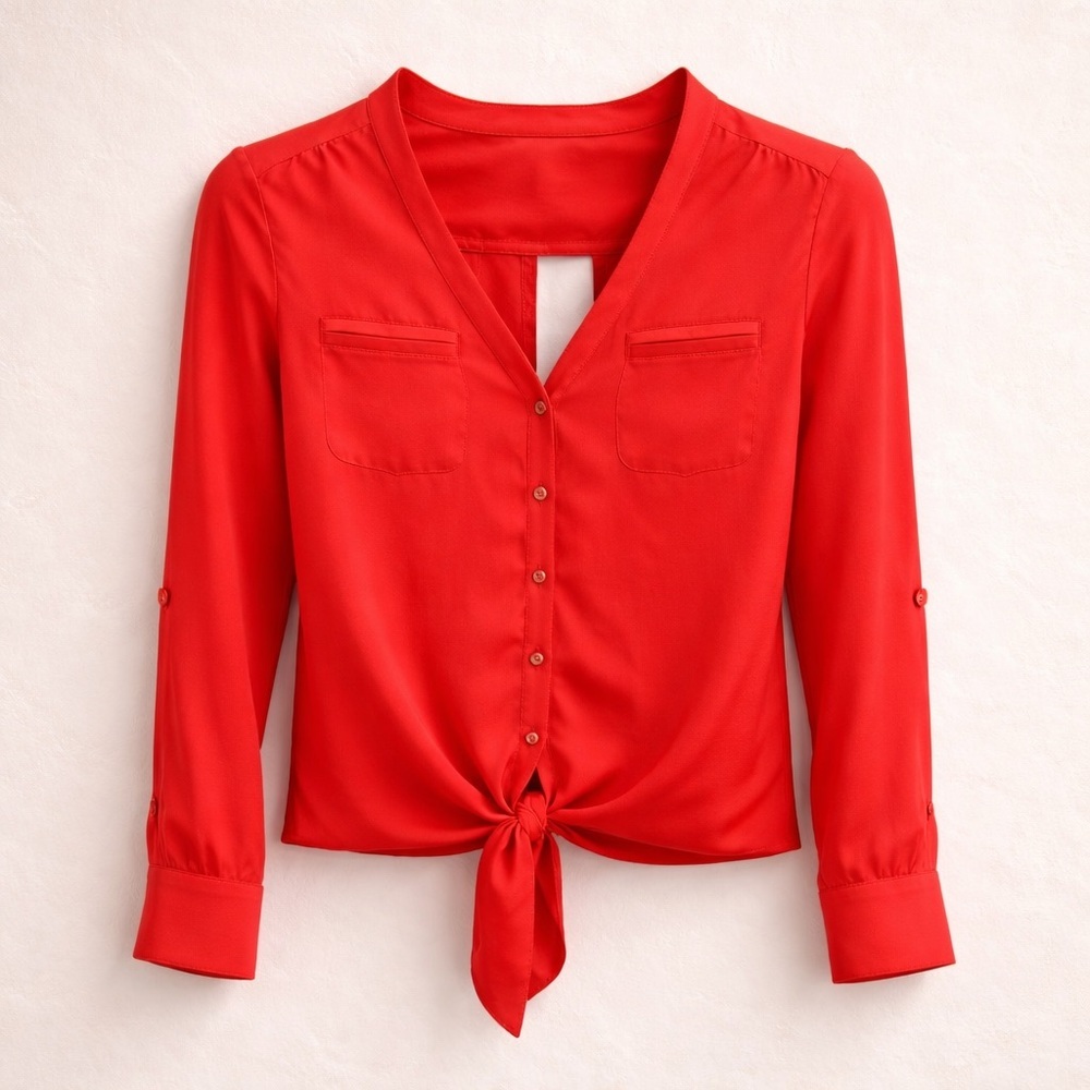 BEBE FUSHIA KNOT BLOUSE